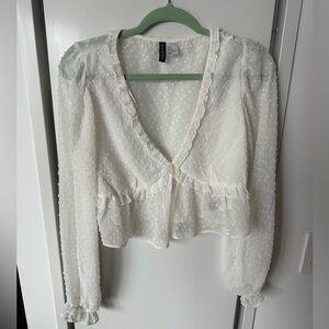 H&M White Textured Blouse